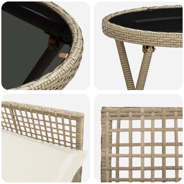 Trädgårds Bistro Set 3 pcs Beige konstrotting