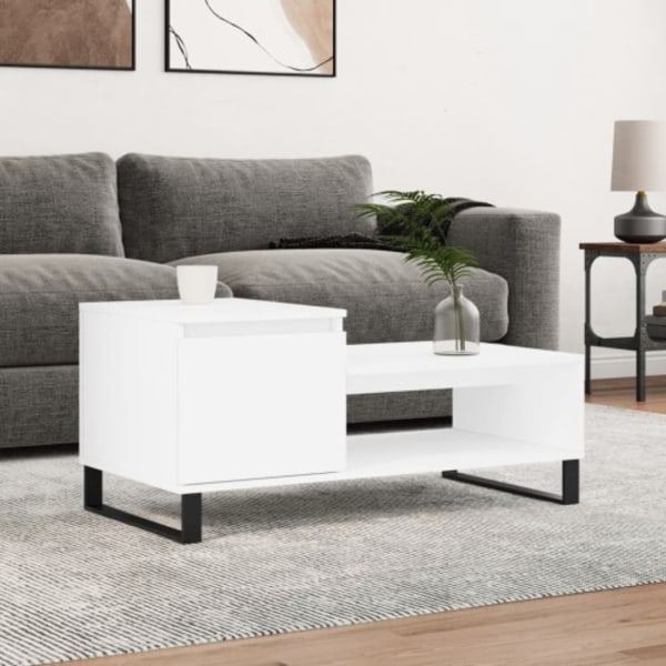 Soffbord vit 100x50x45 cm konstruerat trä