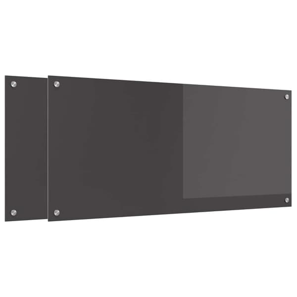Köksskydd 2 st Mörkgrå 110 x 50 cm härdat glas