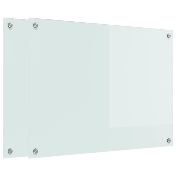 Köksskydd 2 pcs Vit 80 x 60 cm härdat glas