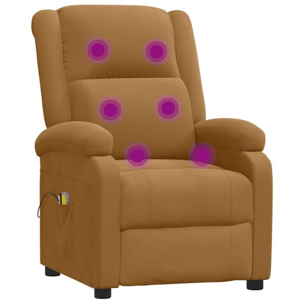 Elektrisk massagefåtölj brun sammet