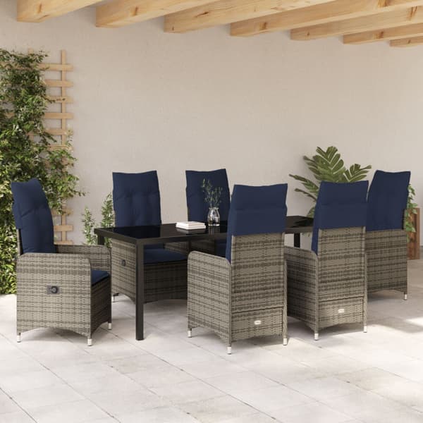 Trädgårdsmöbelset 7 pcs Svart konstrotting