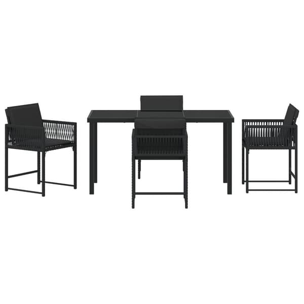 Trädgårdsmöbelset 5 pcs Svart konstrotting