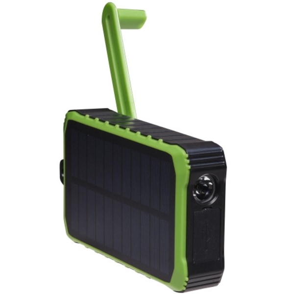 PowerBank 10.000 mAh Solcell Vev Svart/Grön Svart, Ljusgrön
