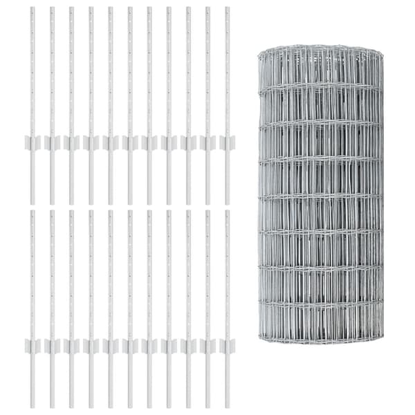 Stängsel med stolpe Silver 0,6 x 50 m Stål