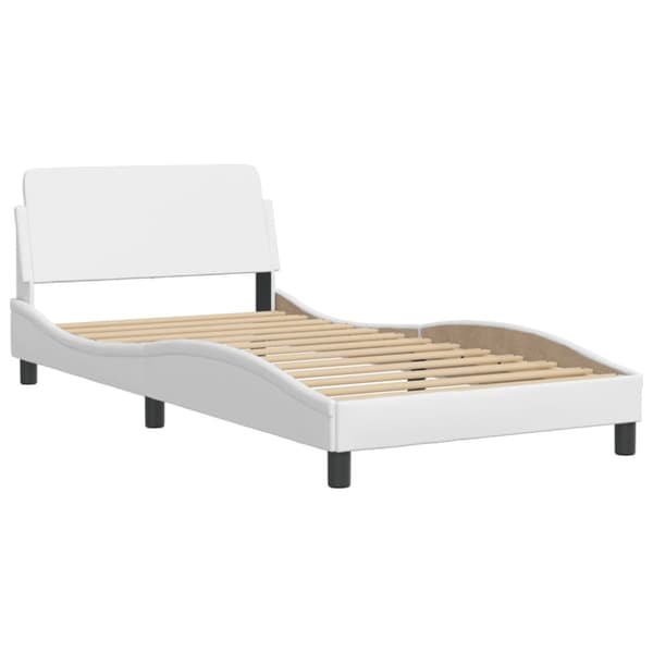 Bed Frame "Viana" with LED without Mattress White 100x200 cm