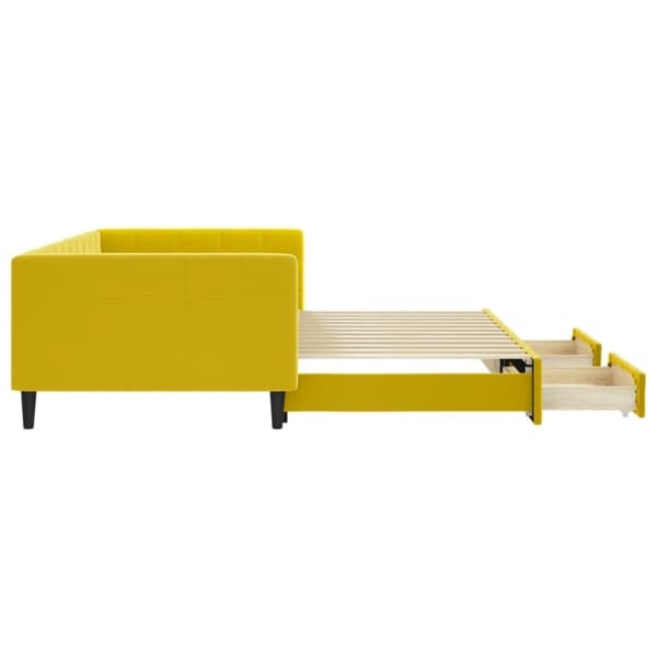 Dagbädd utdragbar med lådor gul 100x200 cm sammet