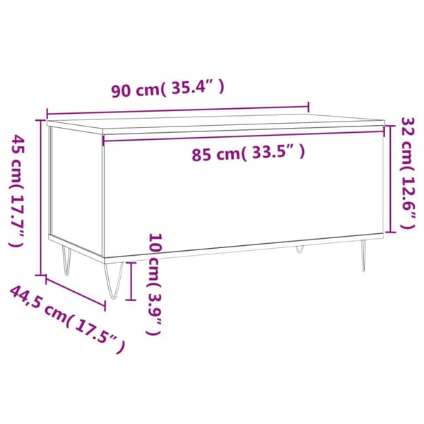 Soffbord vit 90x44,5x45 cm konstruerat trä