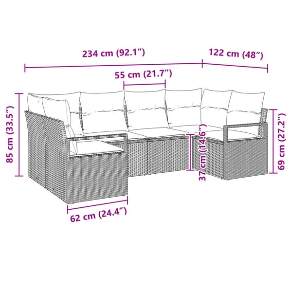 Soffset 6 st Beige konstrotting