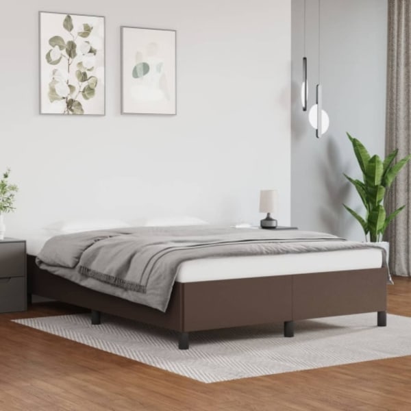 Sängram brun 140x190 cm konstläder