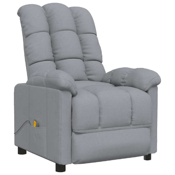 Massagefåtölj ljusgrå tyg