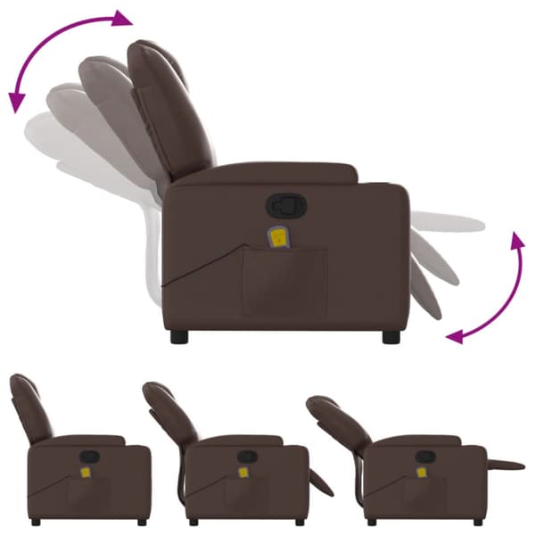 Massagefåtölj brun konstläder
