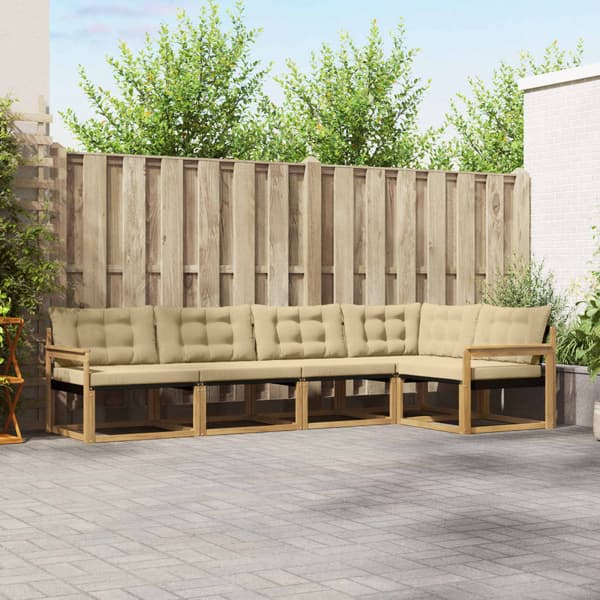Utomhussoffset med kudde 5 pcs Vit och Beige