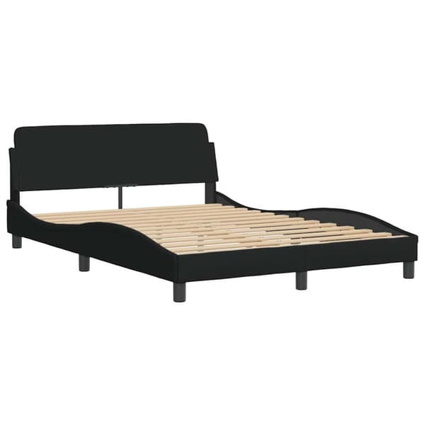 Bed Frame with LED without Mattress Black 120x200 cm Fabric