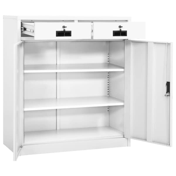 Dokumentskåp vit 90x40x102 cm stål