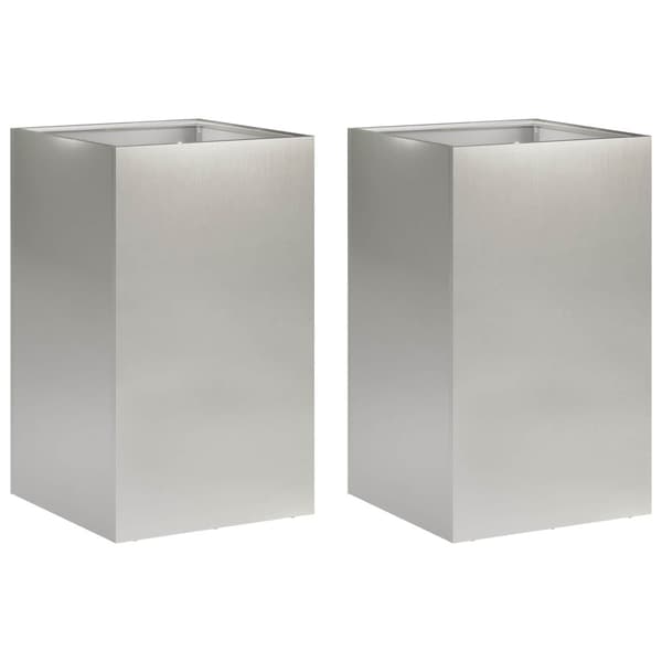 Trädgårdsplanterare 2 st Silver 40 x 40 x 50 cm Rostfritt stål