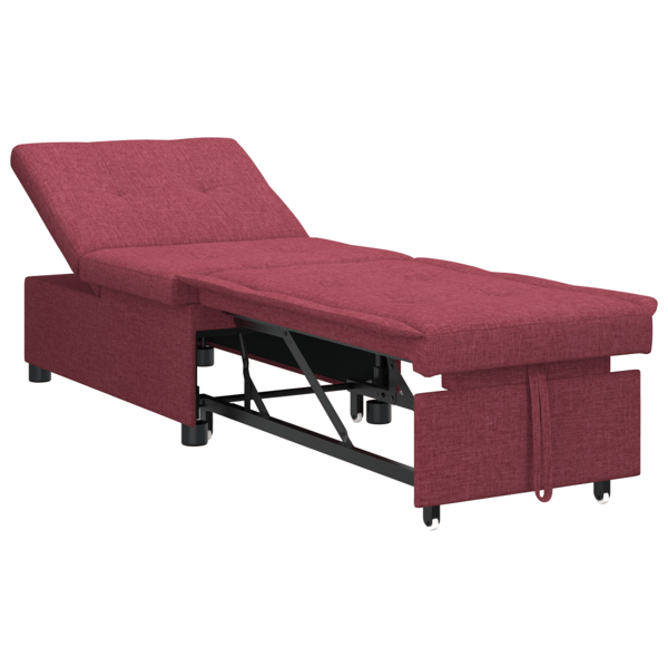 Pull Out Sofa Bed Vinröd 194 x 50 x 82 cm tyg