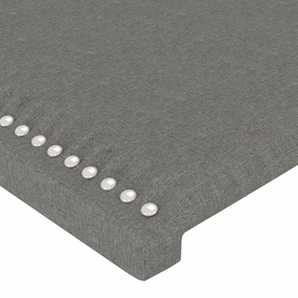 Sänggavel LED mörkgrå 144x5x118/128 cm tyg
