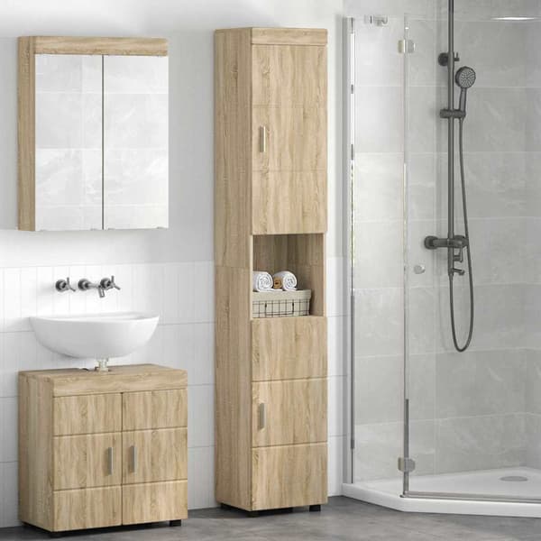Badrumsskåpsset TULUM Sonoma-ek 37 x 31,5 x 203 cm
