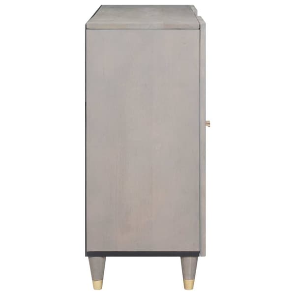 Sideboard Grå och Guld 90 x 33 x 75 cm Massivt mangoträ