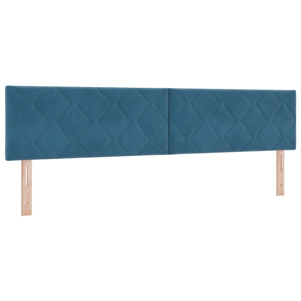 Bäddfjäder med huvudgavel Mörkblå 200 x 200 cm Sammet