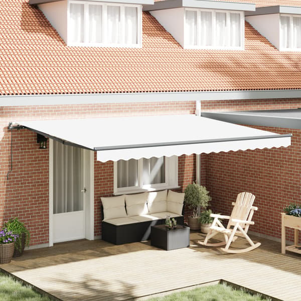 Utdragbar markis Vit 450 × 350 cm Polyester och aluminium