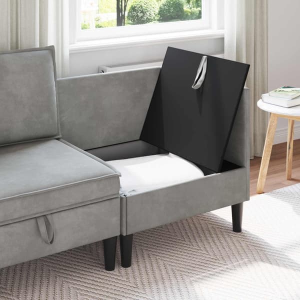 Soffa med förvaring Ljusgrå Sammet