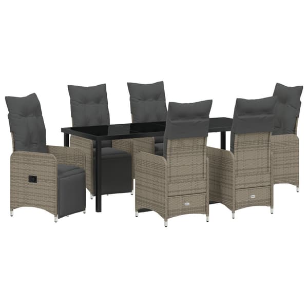 Trädgårdsmöbelset 7 pcs Beige konstrotting