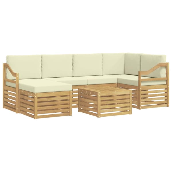 Utomhussoffset 7 pcs Vit och grädde Polyester