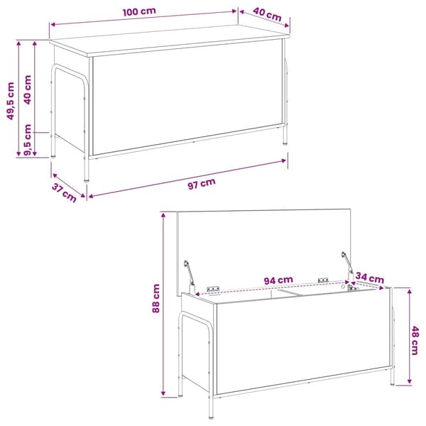 Förvaringslåda Sonoma-ek 80 x 40 x 49,5 cm Konstruerat trä