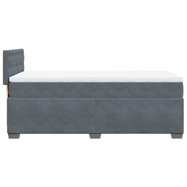 Ramsäng med madrass mörkgrå 80x200 cm sammet