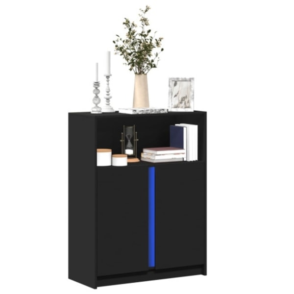 Skänk med LED svart 77x34x100 cm konstruerat trä