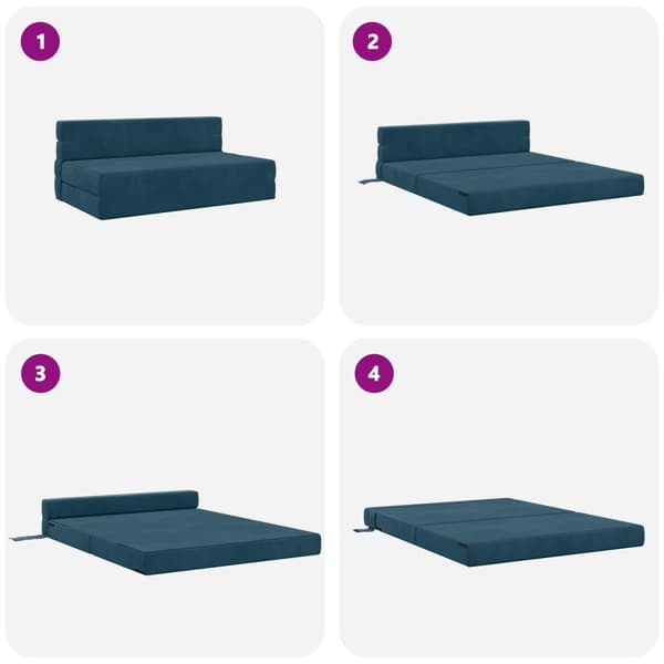 Fällbar Soffbedmadras Blå 152 x 86,5 x 60 cm Tyg