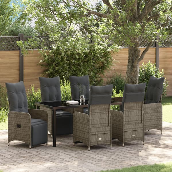 Trädgårdsmöbelset 7 pcs Beige konstrotting