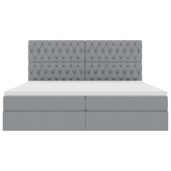 Förvaringssäng med LED med led Ljusgrå 200 x 200 cm Polyester