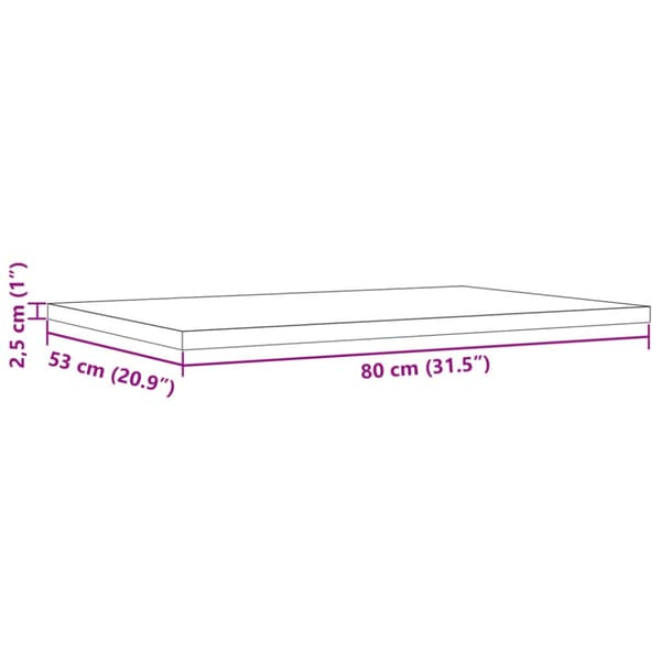 Bordsskivor 3 st 80x53x2,5 cm rektangulär massiv furu