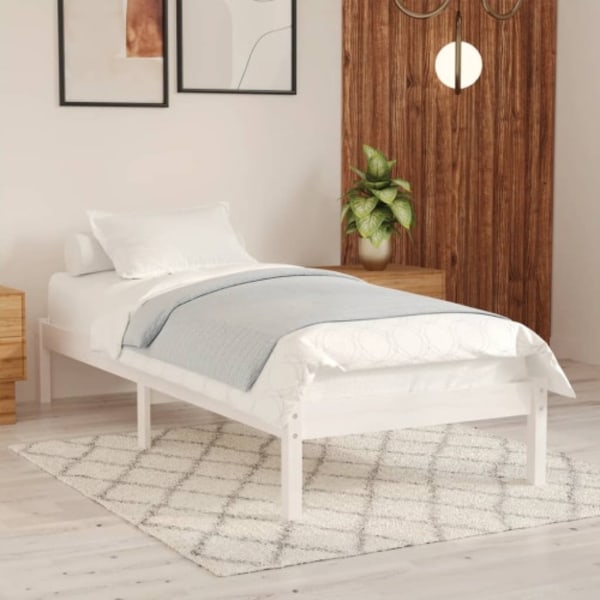 Sängram vit massiv furu 100x200 cm