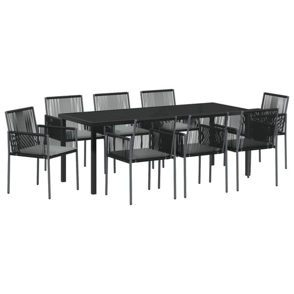 Trädgårdsmöbelset 9 pcs Svart PE Rattan