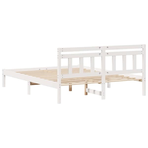 Sängram Vit 150 x 200 cm Massiv furu