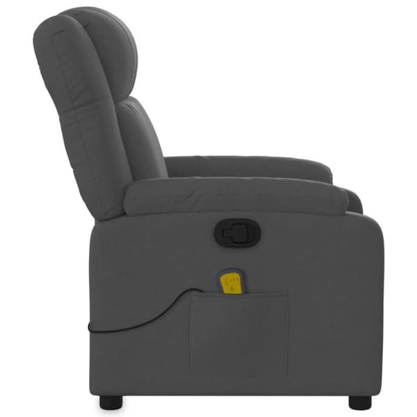 Massagefåtölj mörkgrå tyg