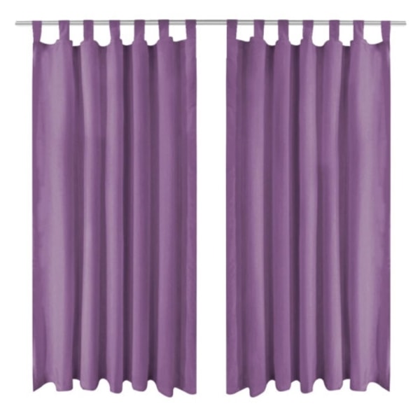 Gardiner i microsatin 2 st med öglor 140x225 cm lila