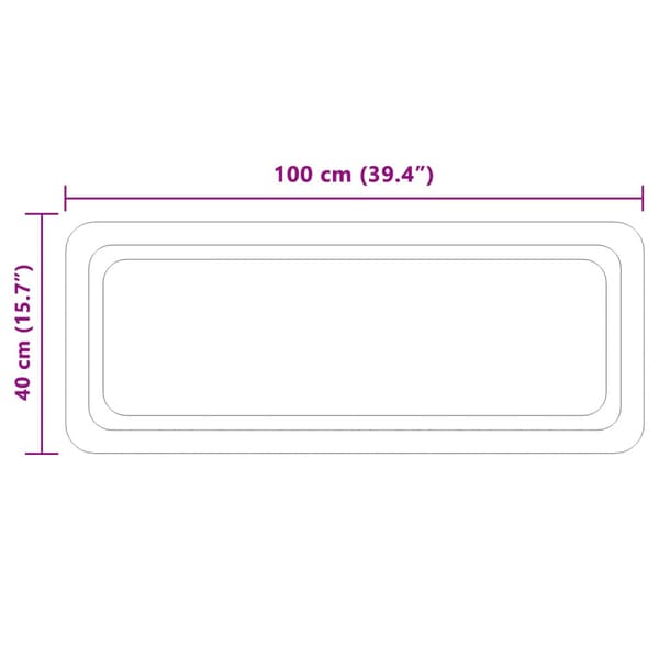LED Badrumsspegel Transparent 100 x 40 cm härdat glas