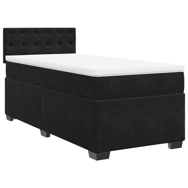 Ramsäng med madrass svart 90x190 cm sammet