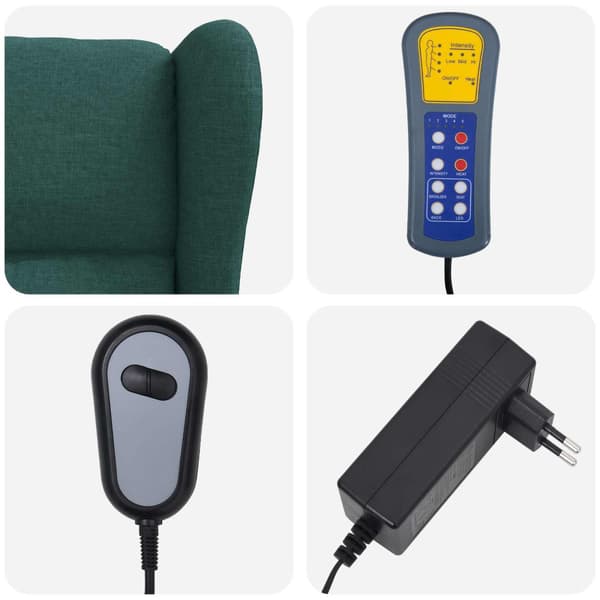 Vingback Elektrisk Massagefåtölj Mörkgrön Tyg