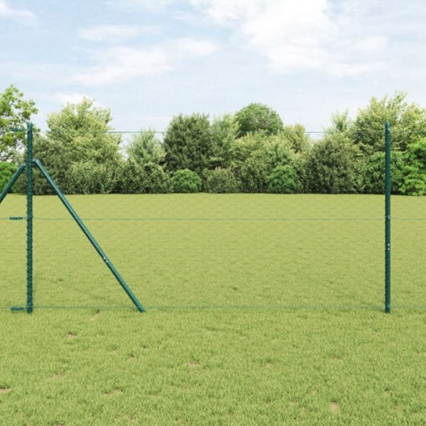 Hexagon Staket Grå 1,2x100 m Stål, vidaXL Staketstolpar 13 st Grön Ø32 mm 170 cm Galvaniserat Stål