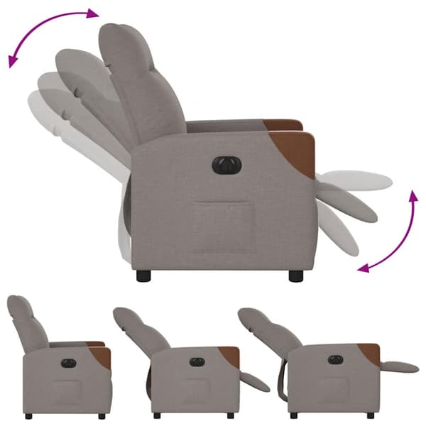 Elektrisk reclinerfåtölj taupe tyg