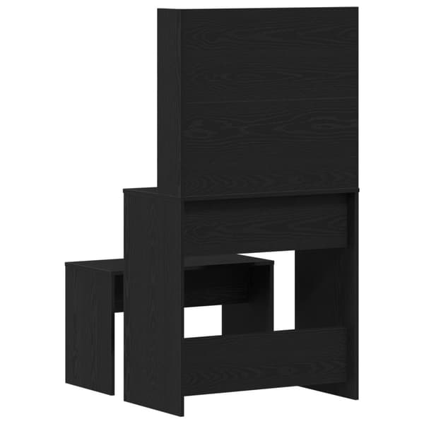 LED Sminkbord Set med låda 2 pcs Svart Ek Konstruerat trä