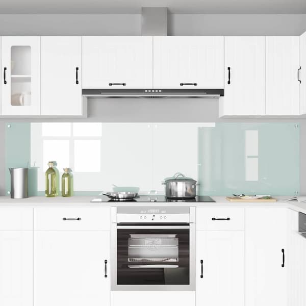 Köksskydd 2 pcs Vit 120 x 60 cm härdat glas