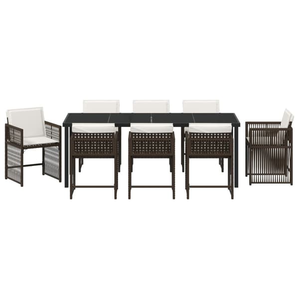 Trädgårdsmöbelset 9 pcs Brun konstrotting