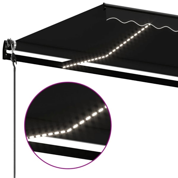 Automatisk markis med vindsensor & LED 450x350 cm antracit